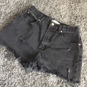 Black denim shorts